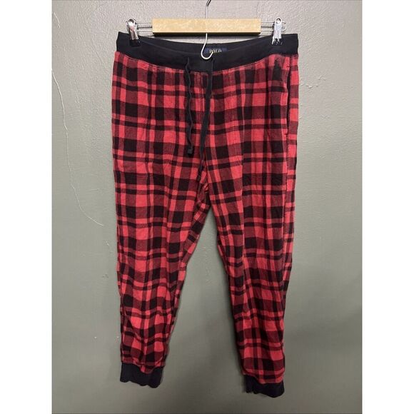 Polo Ralph Lauren Pony Red Plaid Pajama Lounge Pants Men's Large Thermal - Picture 1 of 4